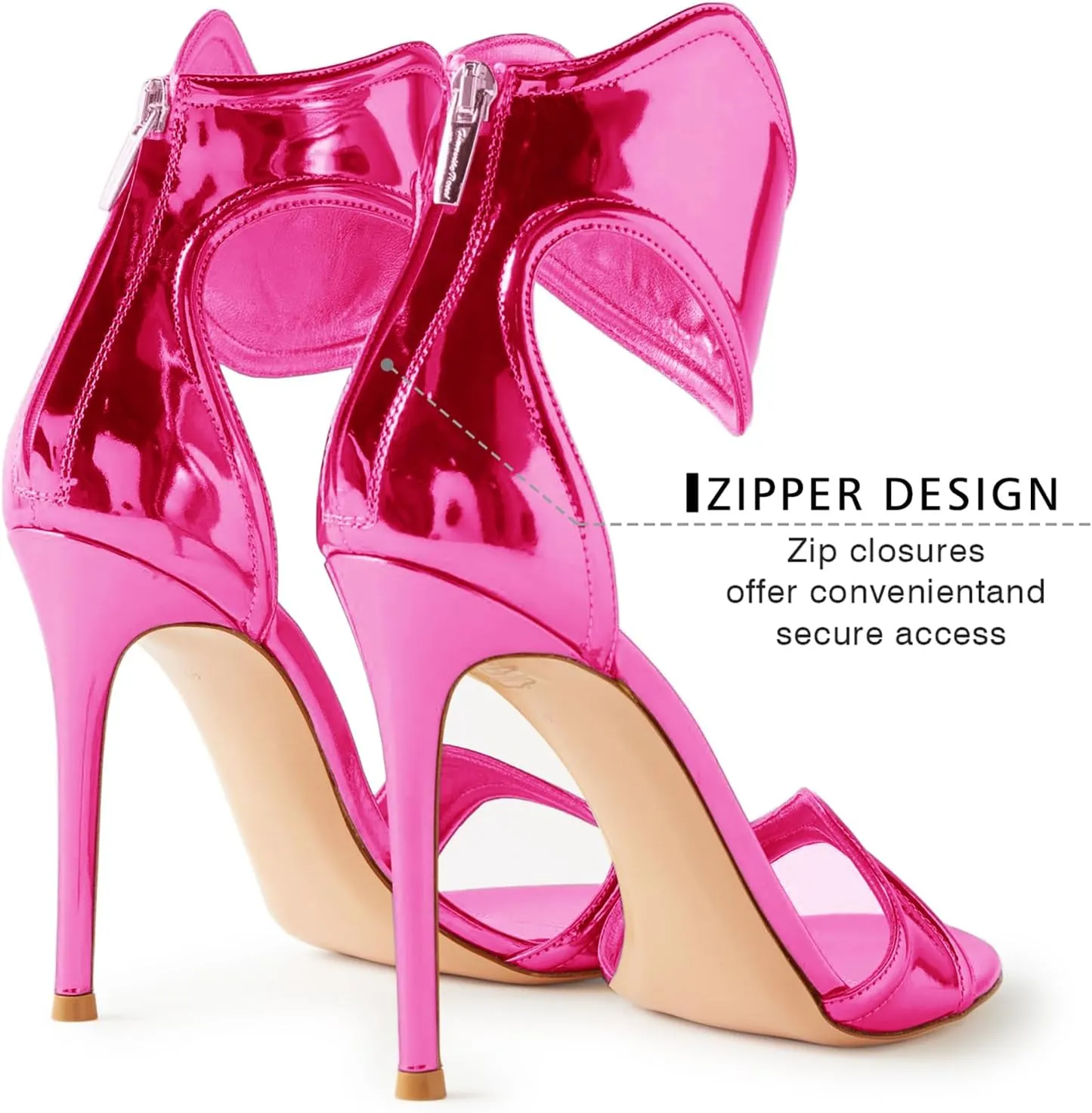 Women's Metallic Pump Open Toe Heel Sandals zipper Dressy Heels Ankle Strap Strappy Heels for Party Wedding Shoes