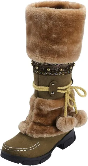 Womens Mid Calf Rhinestone Boots Fashion Round Toe Low Heel Knee High Riding Boot Soft Slouchy Boot Party Bling Shoes