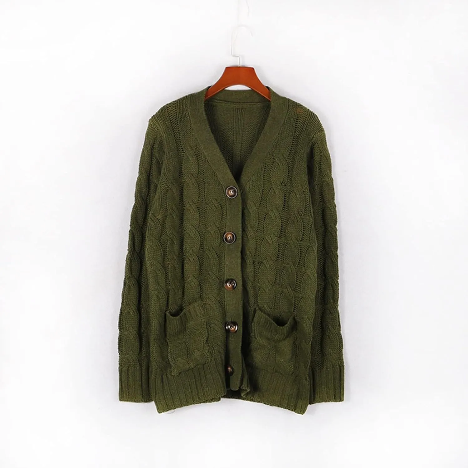 Women's Open Front Cardigan Sweater Chunky Soft Knit Casual Long Sleeve Sweaters Solid Color Loose with Pocket 2024