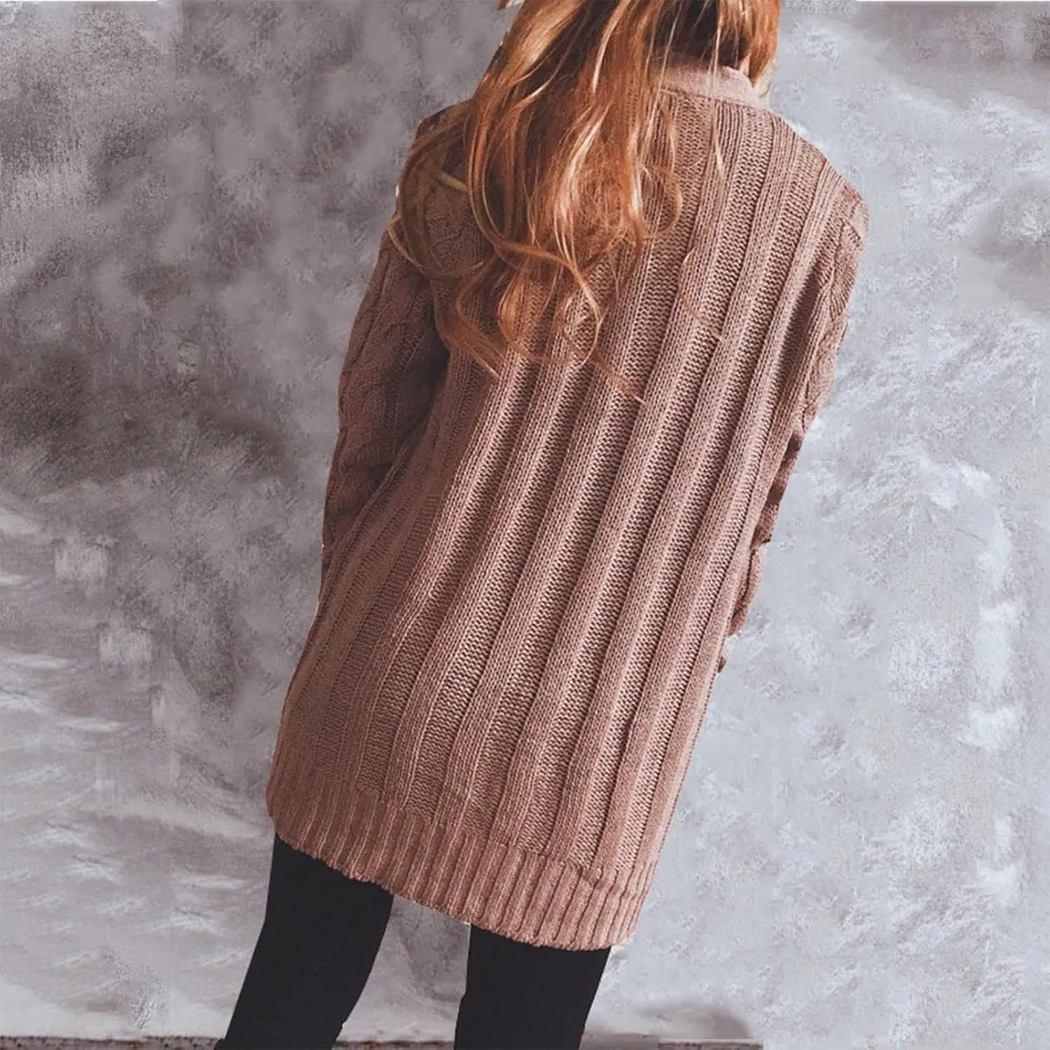 Women's Open Front Cardigan Sweater Chunky Soft Knit Casual Long Sleeve Sweaters Solid Color Loose with Pocket 2024