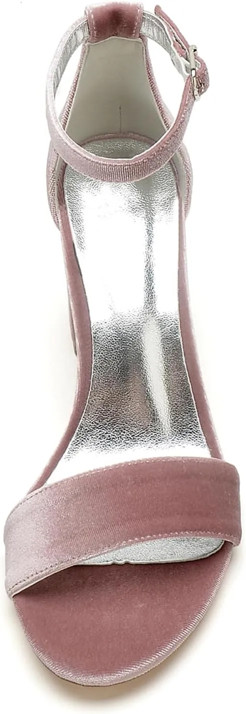 Women's Open Toe Bridal Shoes Wedding Block Wide Heels 8CM Sandals Pump Evening Formal Party Guests Ankle Strap Buckle Comfortable