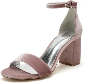 Women's Open Toe Bridal Shoes Wedding Block Wide Heels 8CM Sandals Pump Evening Formal Party Guests Ankle Strap Buckle Comfortable
