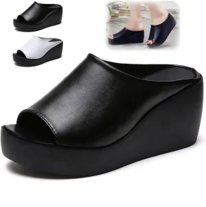 Women's Orthopedic Sandals Arch Support Slip-On Lightweight Breathable Summer Sandals With High Heels Non-Slip Soles Comfortable Walking Shoes