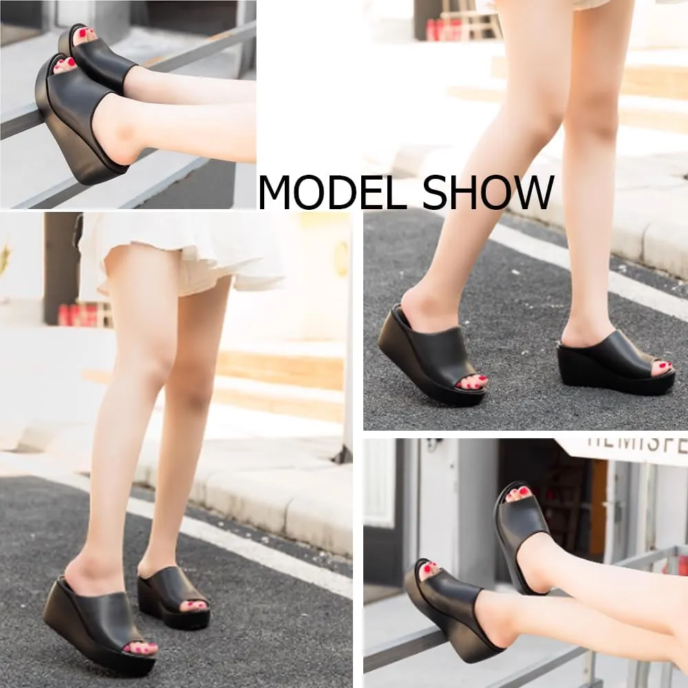 Women's Orthopedic Sandals Arch Support Slip-On Lightweight Breathable Summer Sandals With High Heels Non-Slip Soles Comfortable Walking Shoes