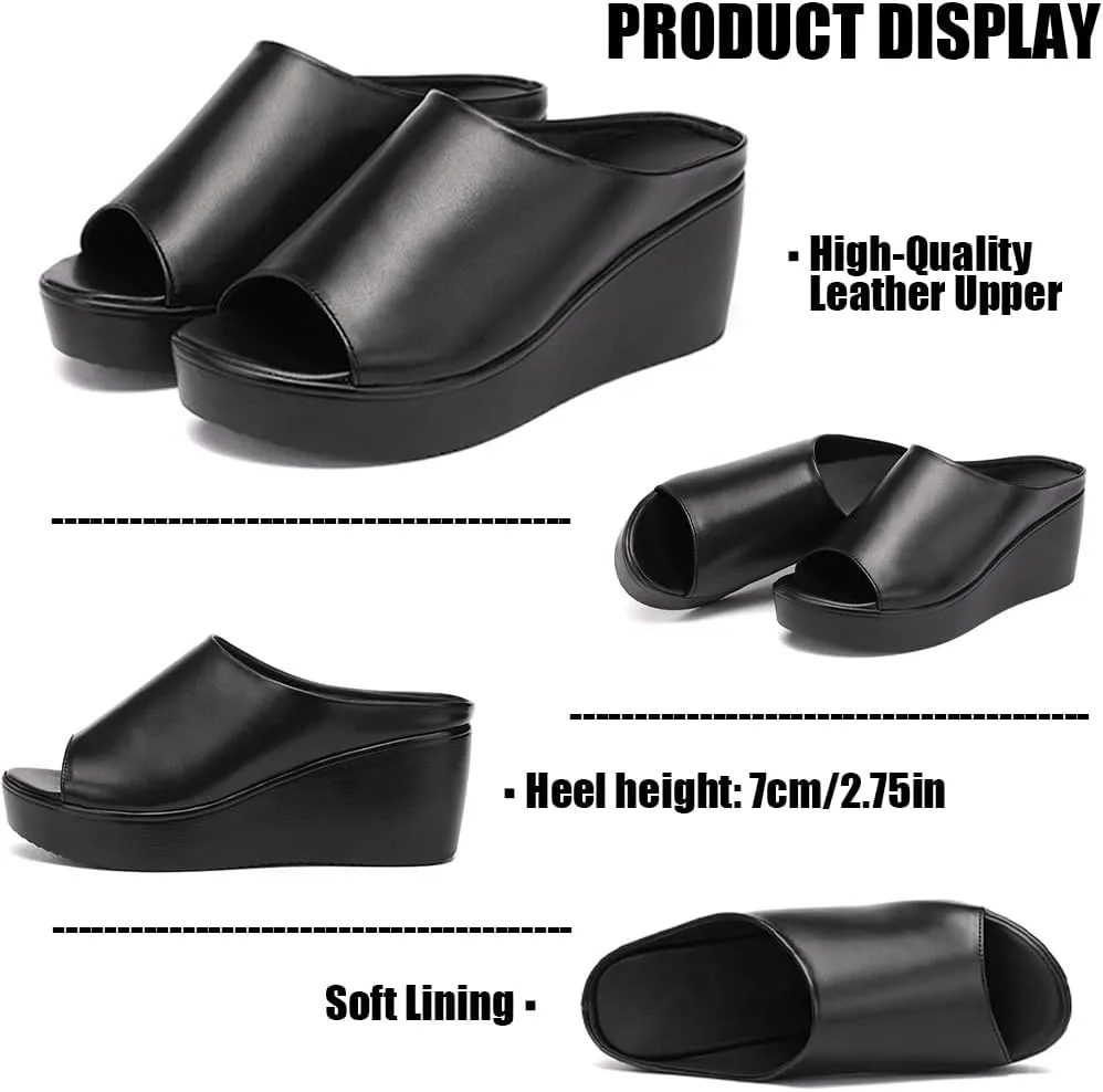Women's Orthopedic Sandals Arch Support Slip-On Lightweight Breathable Summer Sandals With High Heels Non-Slip Soles Comfortable Walking Shoes