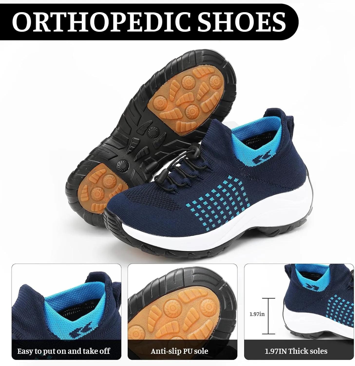 Women's Orthopedic Shoes Slip On Breathable Sneakers Walking Athletic Casual Shoe, Comfortable Trainers for Womens