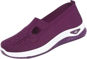 Womens Orthopedic Shoes, Woven Soft Shoes for Women, Arch Support Shoe, Breathable Slip on Foam Diabetic Sneakers