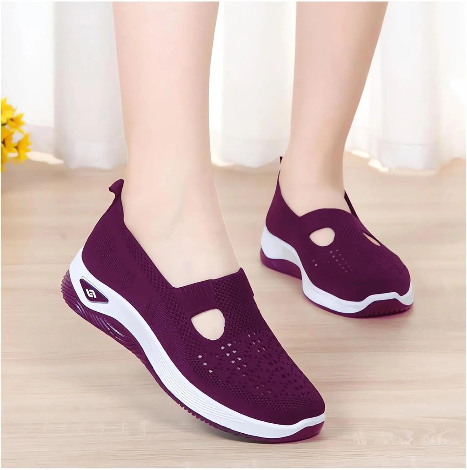 Womens Orthopedic Shoes, Woven Soft Shoes for Women, Arch Support Shoe, Breathable Slip on Foam Diabetic Sneakers