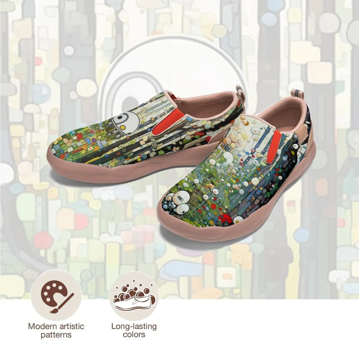 Women's Painted Travel Loafers - Fashion Slip On Sneaker Casual Comfortable Walking Lightweight Nurse Shoes