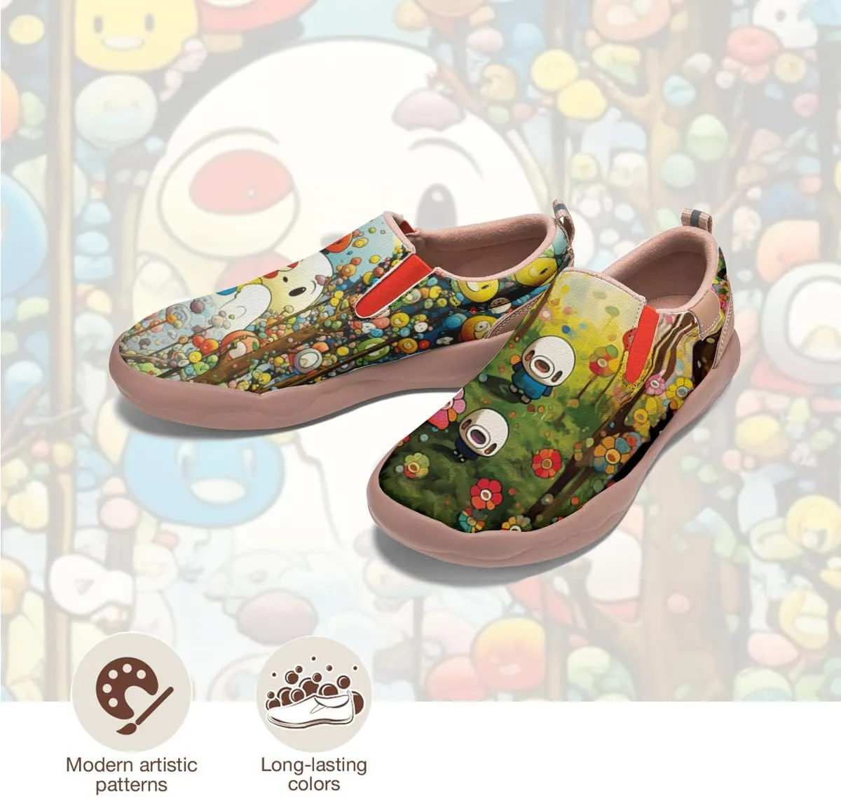Women's Painted Travel Loafers Slip On Sneakers Casual Comfortable Walking Lightweight Nurse Shoes