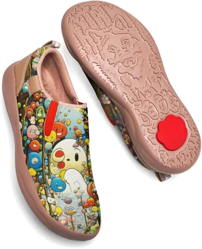 Women's Painted Travel Loafers Slip On Sneakers Casual Comfortable Walking Lightweight Nurse Shoes