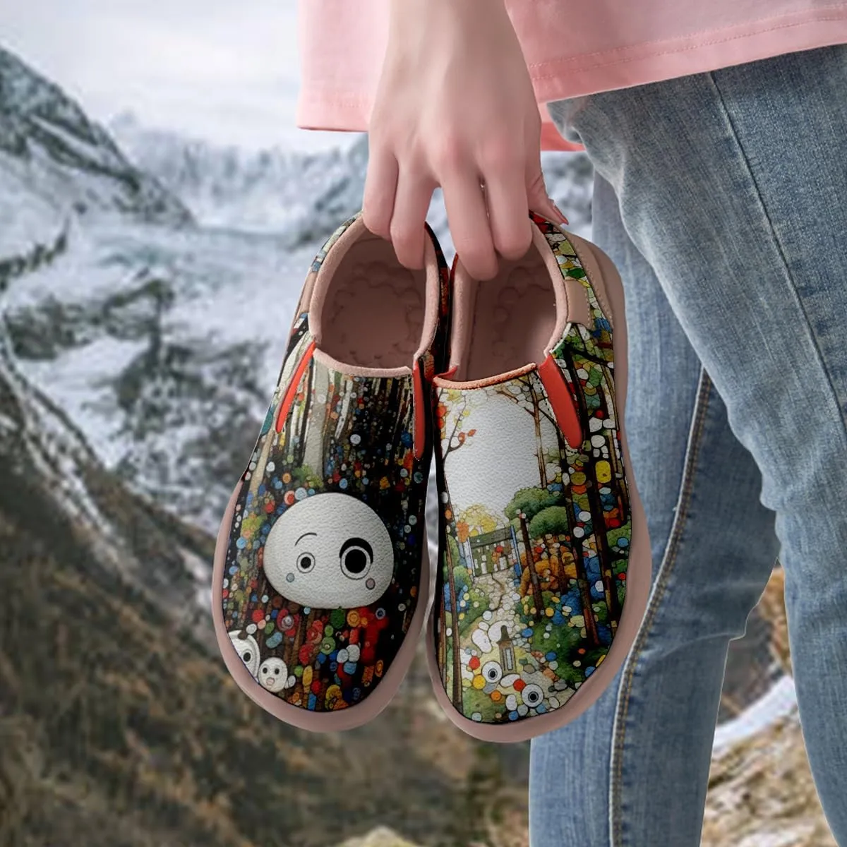 Women's Painted Travel Loafers Slip On Sneakers Casual Comfortable Walking Lightweight Nurse Shoes