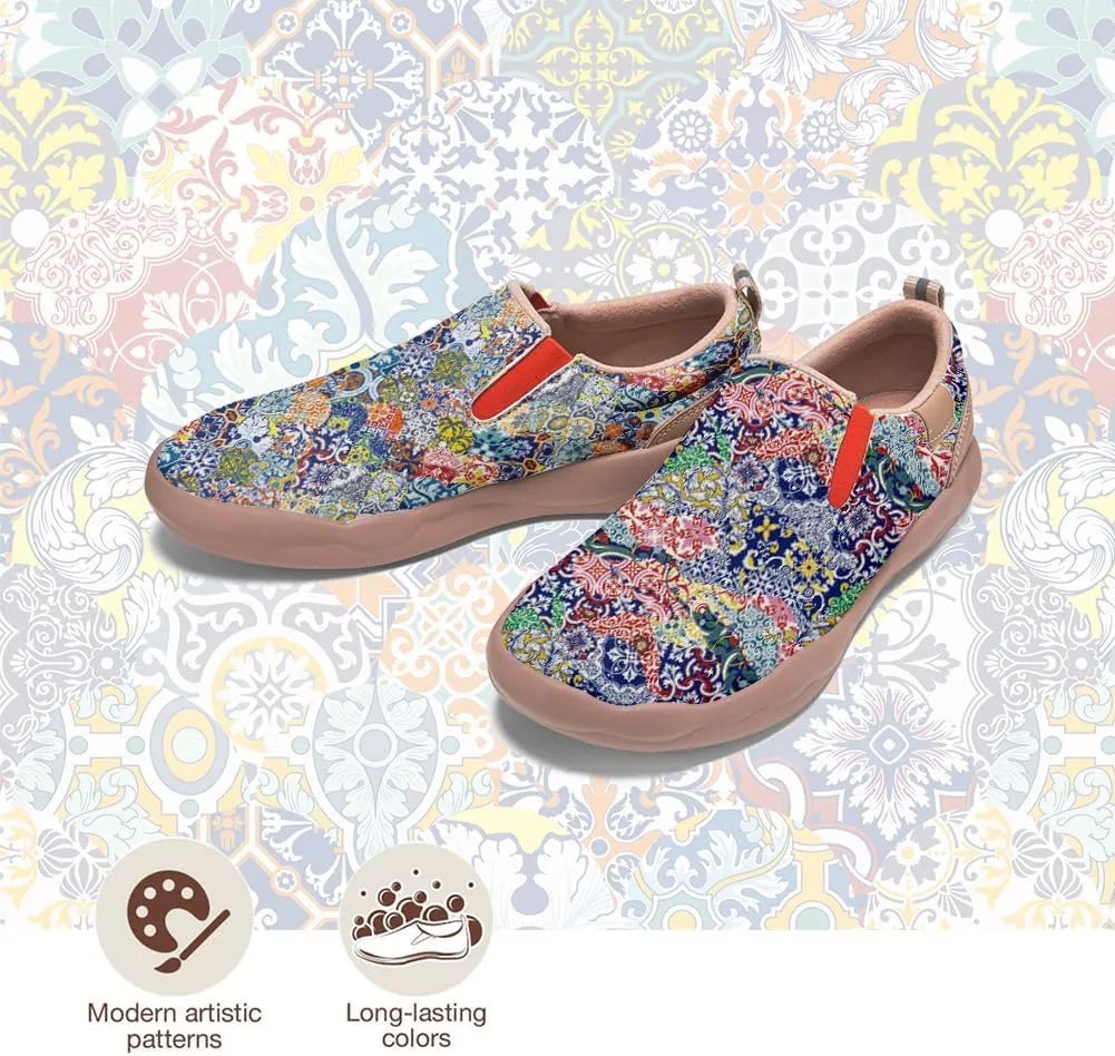 Womens Painted Travel Shoes Lightweight Comfort Slip-Ons Casual Loafers Patchwork Plants Floral Fashion Sneaker