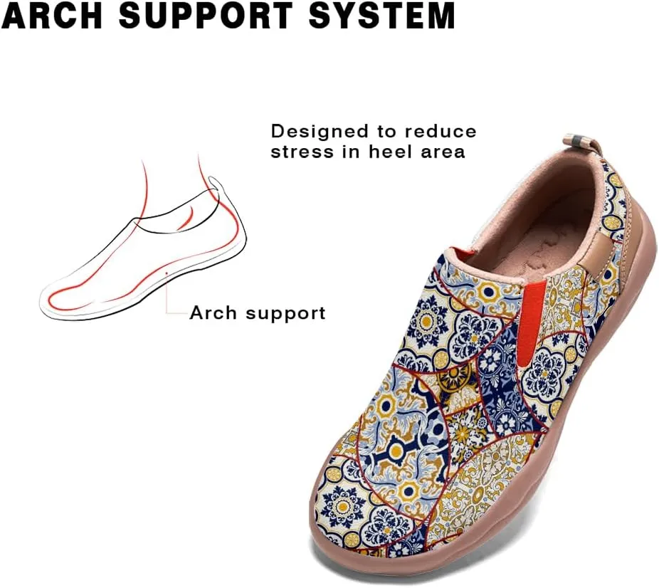 Womens Painted Travel Shoes Lightweight Comfort Slip-Ons Casual Loafers Patchwork Plants Floral Fashion Sneaker