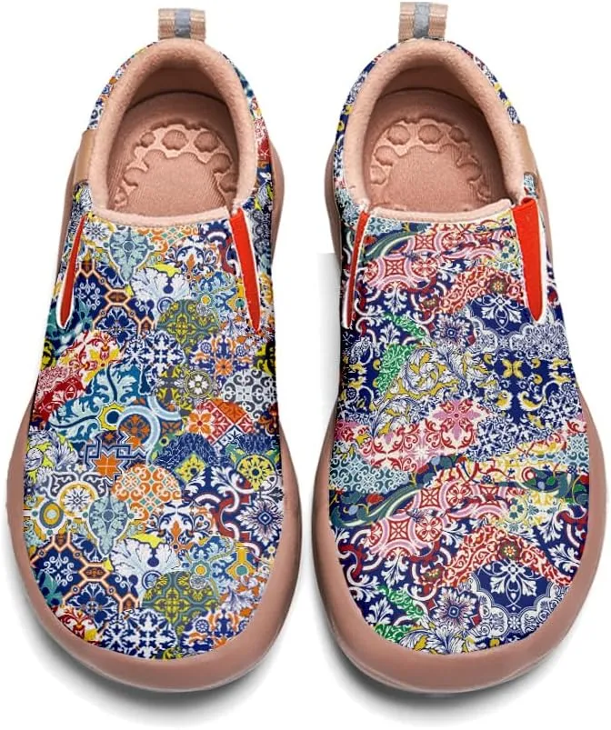 Womens Painted Travel Shoes Lightweight Comfort Slip-Ons Casual Loafers Patchwork Plants Floral Fashion Sneaker
