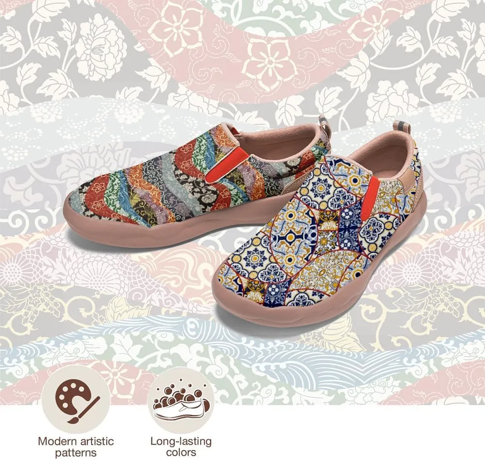 Womens Painted Travel Shoes Lightweight Comfort Slip-Ons Casual Loafers Patchwork Plants Floral Fashion Sneaker