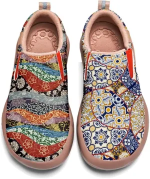 Womens Painted Travel Shoes Lightweight Comfort Slip-Ons Casual Loafers Patchwork Plants Floral Fashion Sneaker