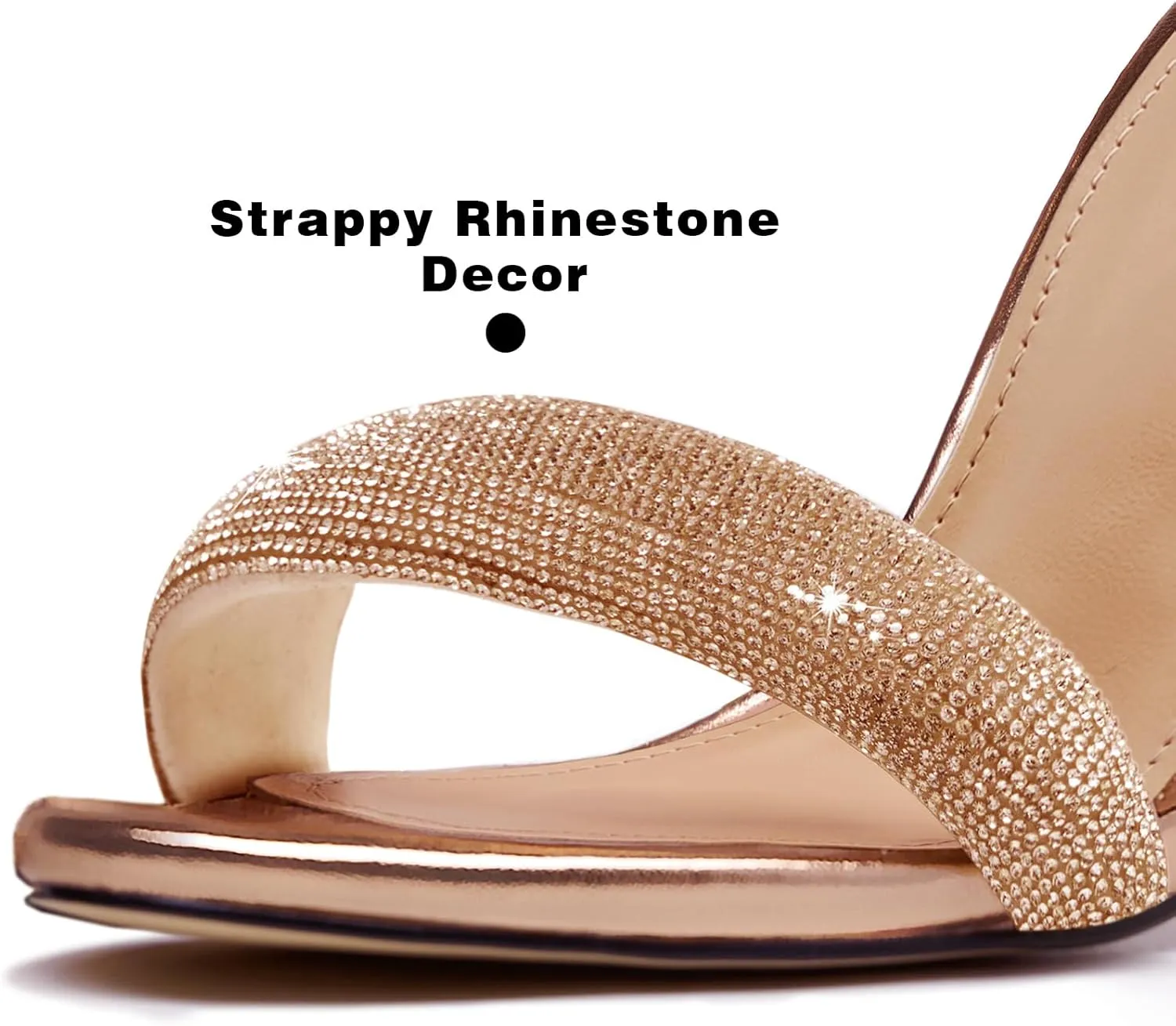 Women's Pump Open Toe Heel Sandals Back Zipper Round Ankle Strappy Stiletto Heels Sparkle Glitter Metallic Party Sexy Wedding Dressy Shoes