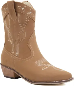 Women's Riley Western Booties, Classic Point Toe Embroidered Western Rodeo Cowboy Sheriff Boot with Zipper Ankle Boots Low Heel for Women