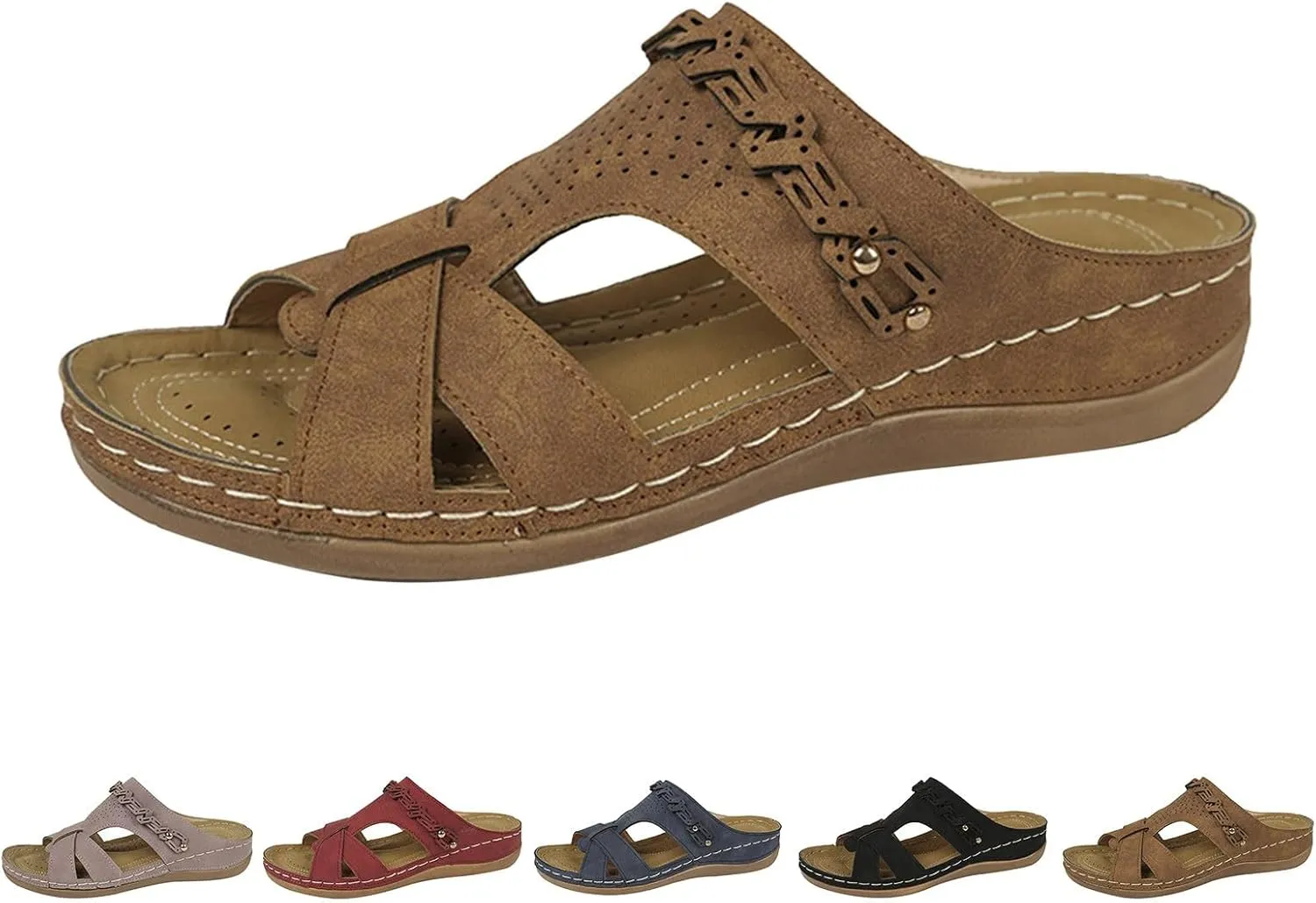 Women's Sandal Heels,Open Toe Platform Slip-on Chunky Sandals For Women Comfortable Walking Casual Dressy Outdoor Summer Shoes