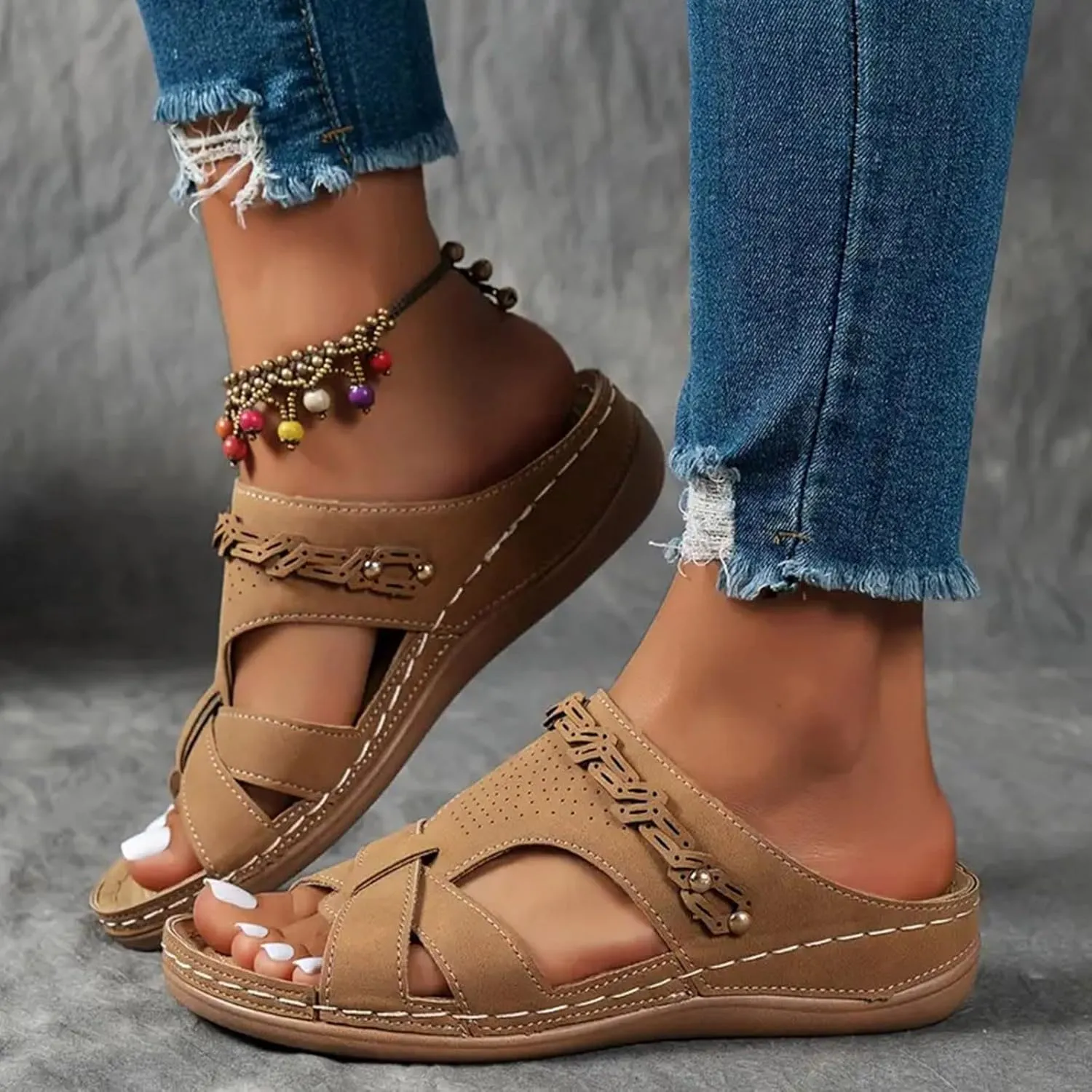 Women's Sandal Heels,Open Toe Platform Slip-on Chunky Sandals For Women Comfortable Walking Casual Dressy Outdoor Summer Shoes