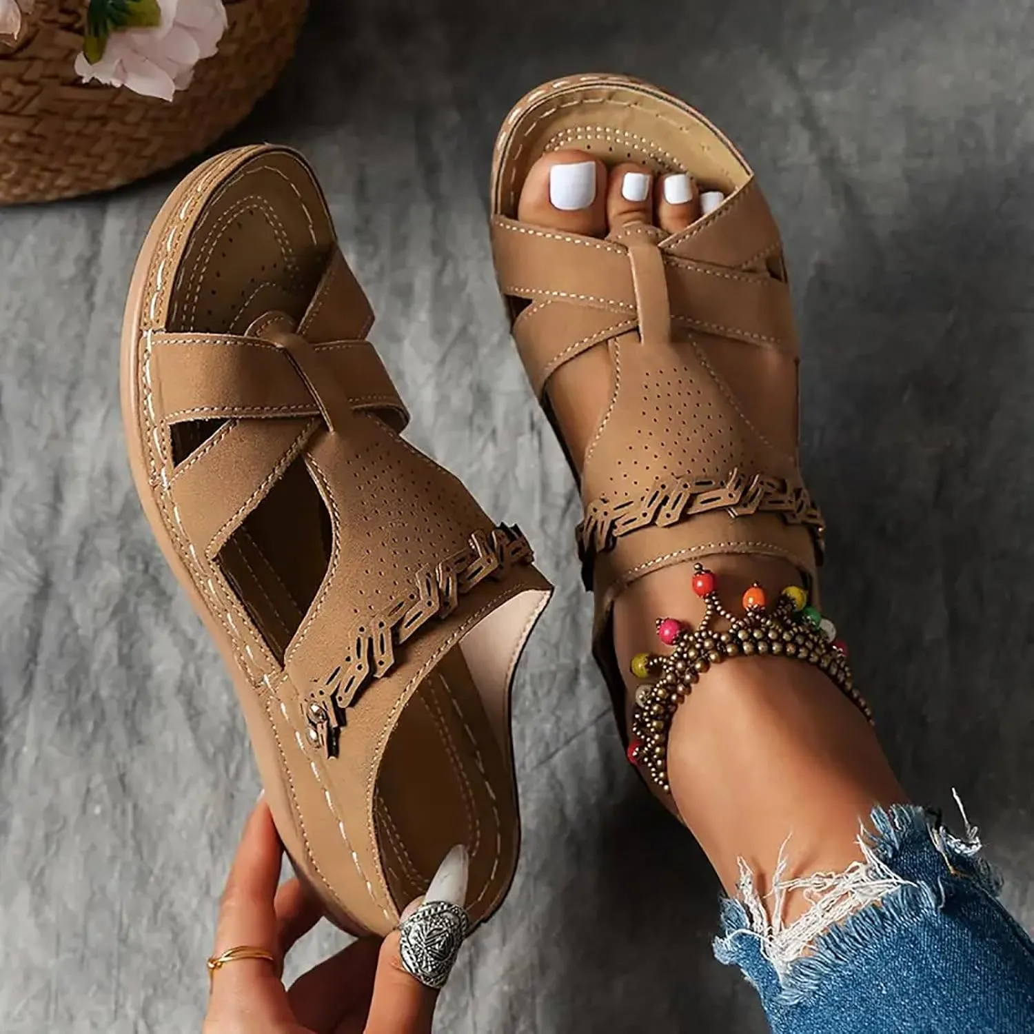 Women's Sandal Heels,Open Toe Platform Slip-on Chunky Sandals For Women Comfortable Walking Casual Dressy Outdoor Summer Shoes
