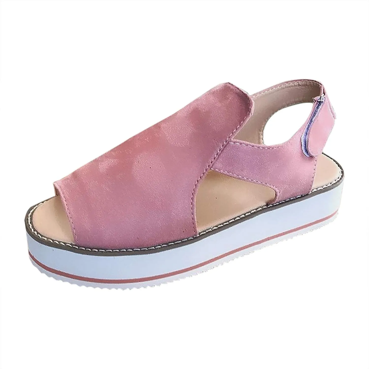 Womens Sandals 2021, Open Toe Fish Mouth Platform Sandals Ankle Strap Beach Shoes Summer Beach Travel Shoes