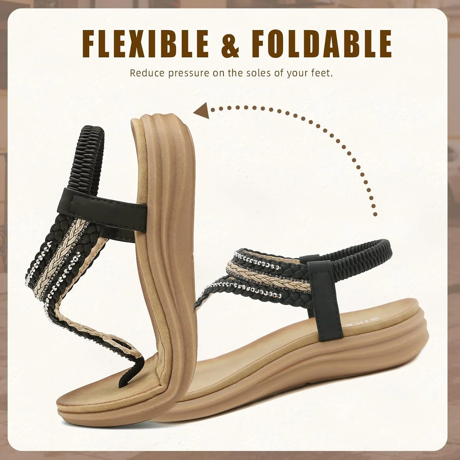 Womens Sandals Comfortable Dressy with Elastic Ankle Strap