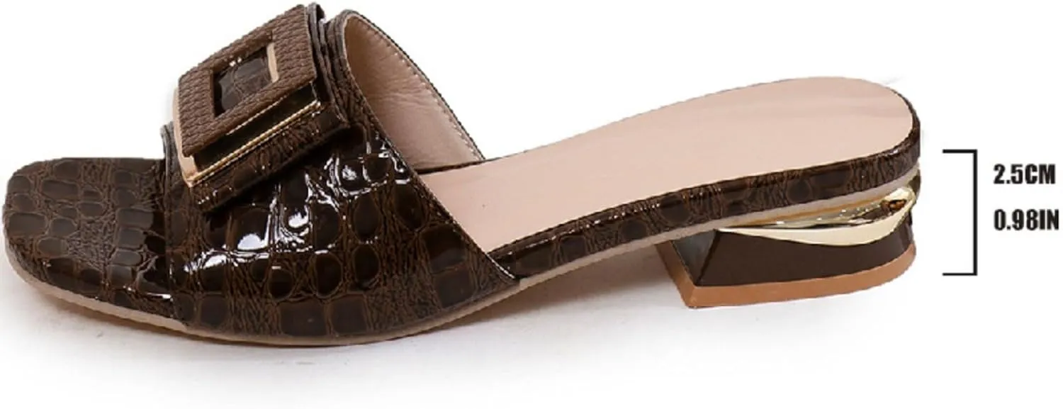 Women's Sandals Comfortable Low Chunky Heels Open Toe Flats Slide Sandals for Dressy Casual Daily Walking Wear Shoes