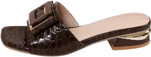 Women's Sandals Comfortable Low Chunky Heels Open Toe Flats Slide Sandals for Dressy Casual Daily Walking Wear Shoes