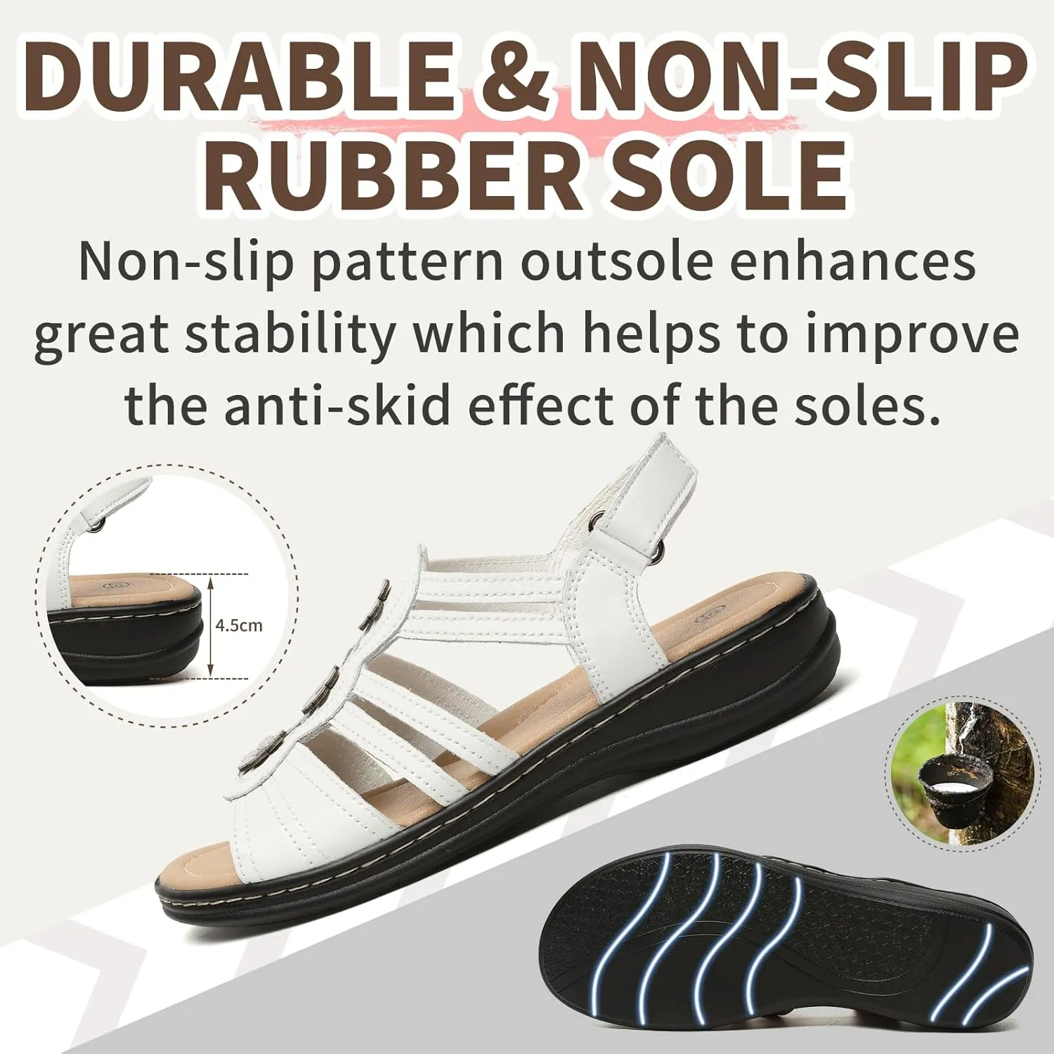 Womens Sandals Flats Comfort Leather Walking Orthopedic Sandals Casual Summer Shoes with Arch Support for Dressy Beach Hiking Vacation Camping Travel Pool Shopping Dating Water sports