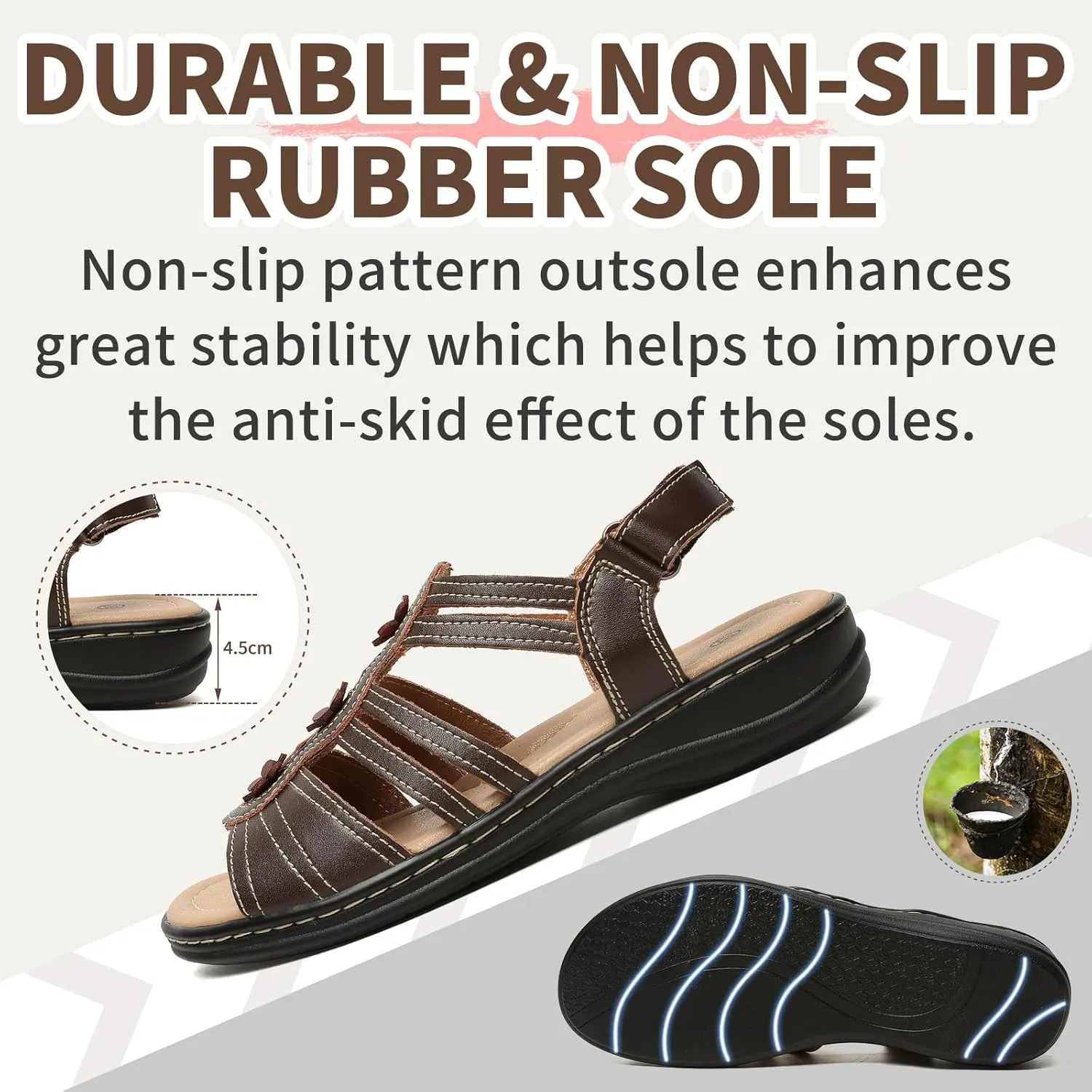 Womens Sandals Flats Comfort Leather Walking Orthopedic Sandals Casual Summer Shoes with Arch Support for Dressy Beach Hiking Vacation Camping Travel Pool Shopping Dating Water sports