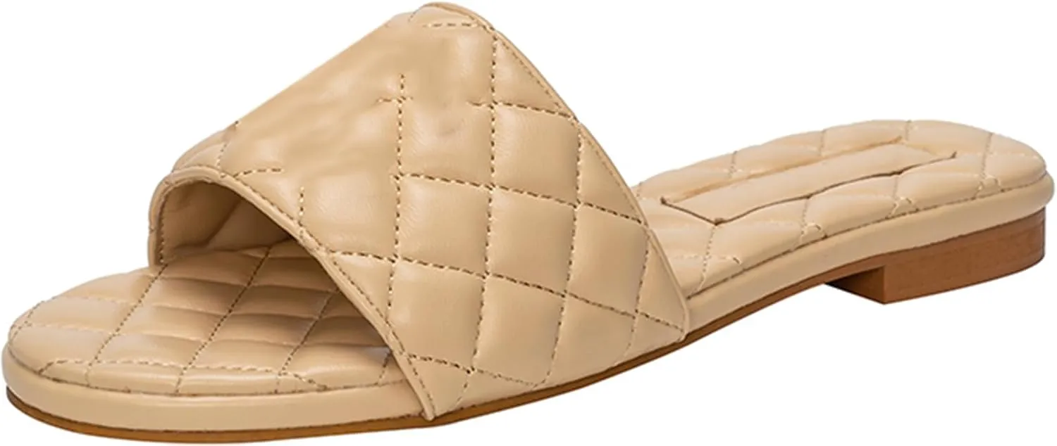 Women's Sandals Summer Fashion Flat Sandals Comfort Slip On Leather Sandals