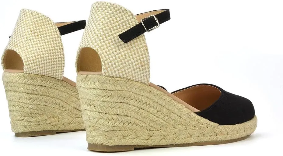 Womens Sandals Wedge Espadrille Ladies Low Heeled Platform Close Toe Ankle Strap Shoes Size 5-10