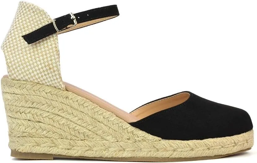 Womens Sandals Wedge Espadrille Ladies Low Heeled Platform Close Toe Ankle Strap Shoes Size 5-10