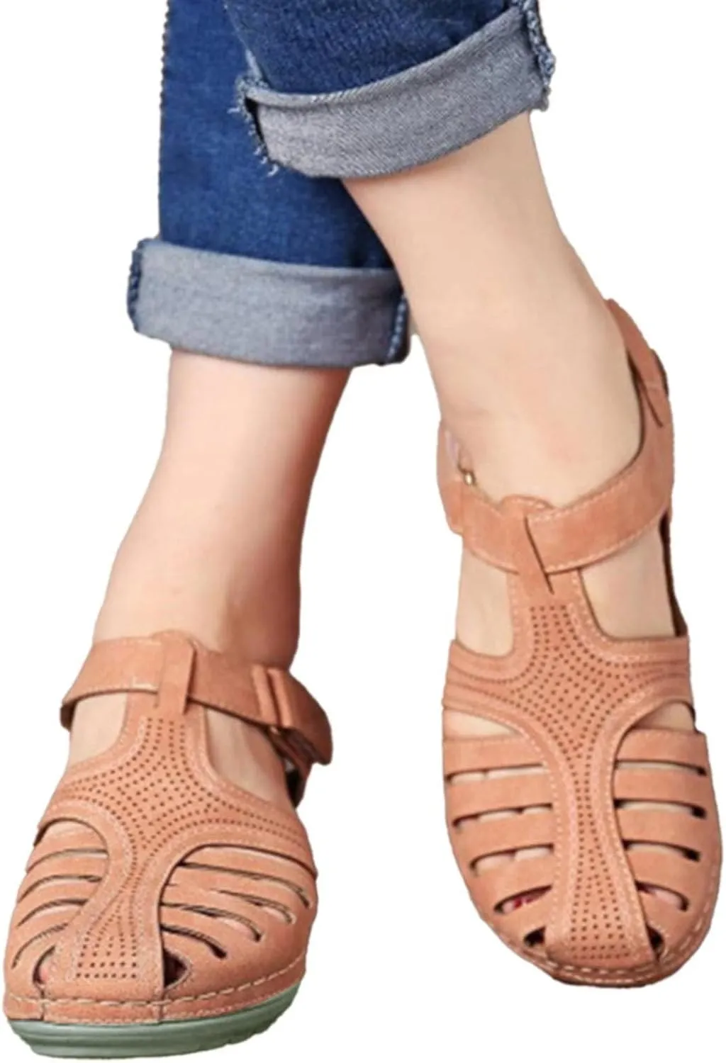 Womens Sandals Wedge Shoes Comfort Ankle Strap Closed Toe Summer Platform Sandals Casual Bohemia Gladiator