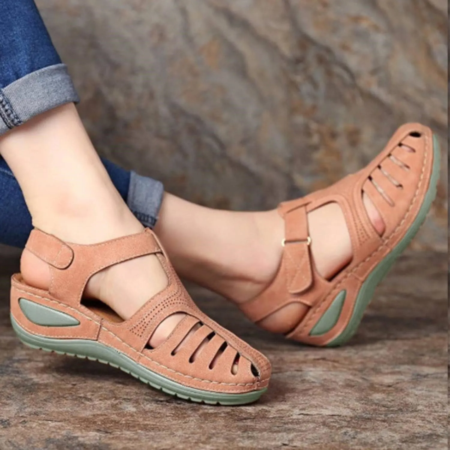 Womens Sandals Wedge Shoes Comfort Ankle Strap Closed Toe Summer Platform Sandals Casual Bohemia Gladiator