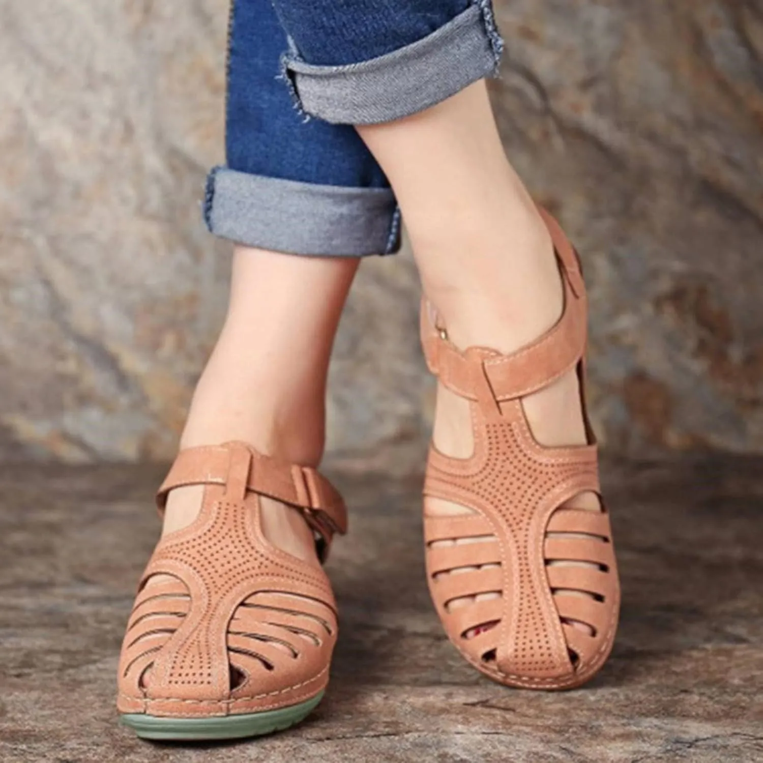 Womens Sandals Wedge Shoes Comfort Ankle Strap Closed Toe Summer Platform Sandals Casual Bohemia Gladiator