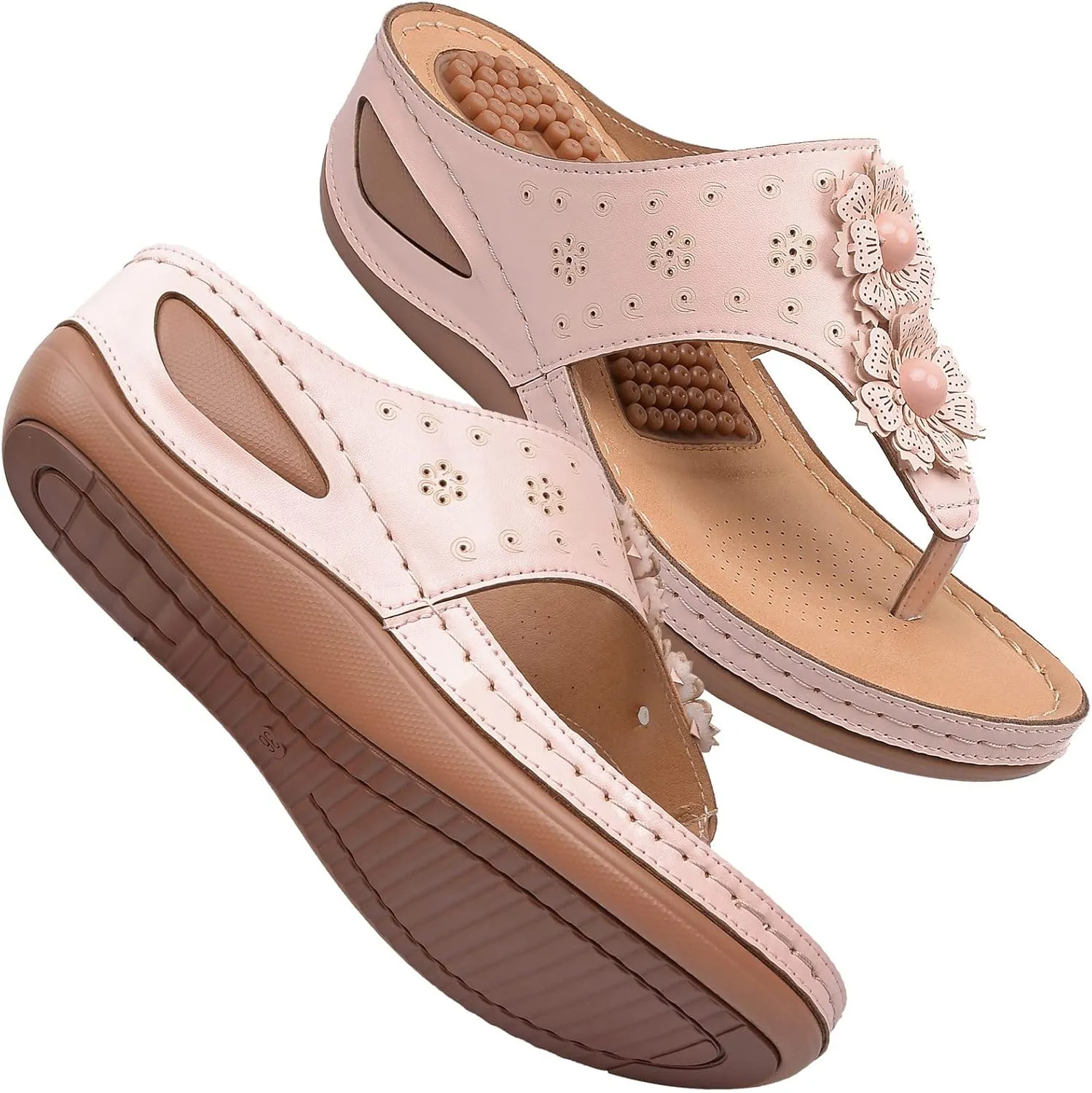 Womens Sandals with Arch Support Hiking Flip Flops Beach Slides Wedge Sandal Dressy Wide Fit Arch Support Shoes Woman Wedge Shoes Orthopedic Comfortable Orthopedic Arch Support Shoe