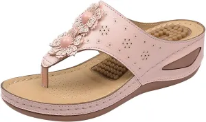 Womens Sandals with Arch Support Hiking Flip Flops Beach Slides Wedge Sandal Dressy Wide Fit Arch Support Shoes Woman Wedge Shoes Orthopedic Comfortable Orthopedic Arch Support Shoe