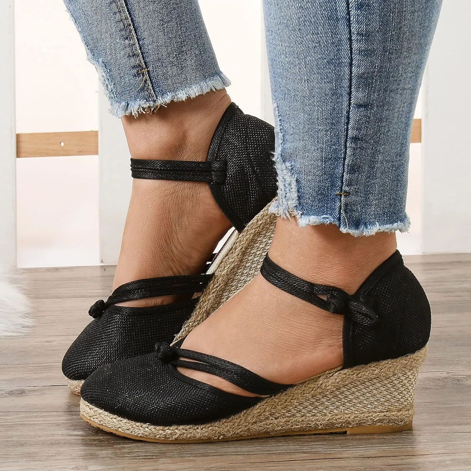 Womens Shoes Dressy Casual Fall Winter Wedge Shoes For Women 1 1/2 Inch Heel Closed Toe Wide Width Low Heel Sandal