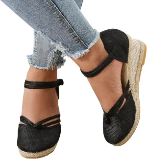 Womens Shoes Dressy Casual Fall Winter Wedge Shoes For Women 1 1/2 Inch Heel Closed Toe Wide Width Low Heel Sandal