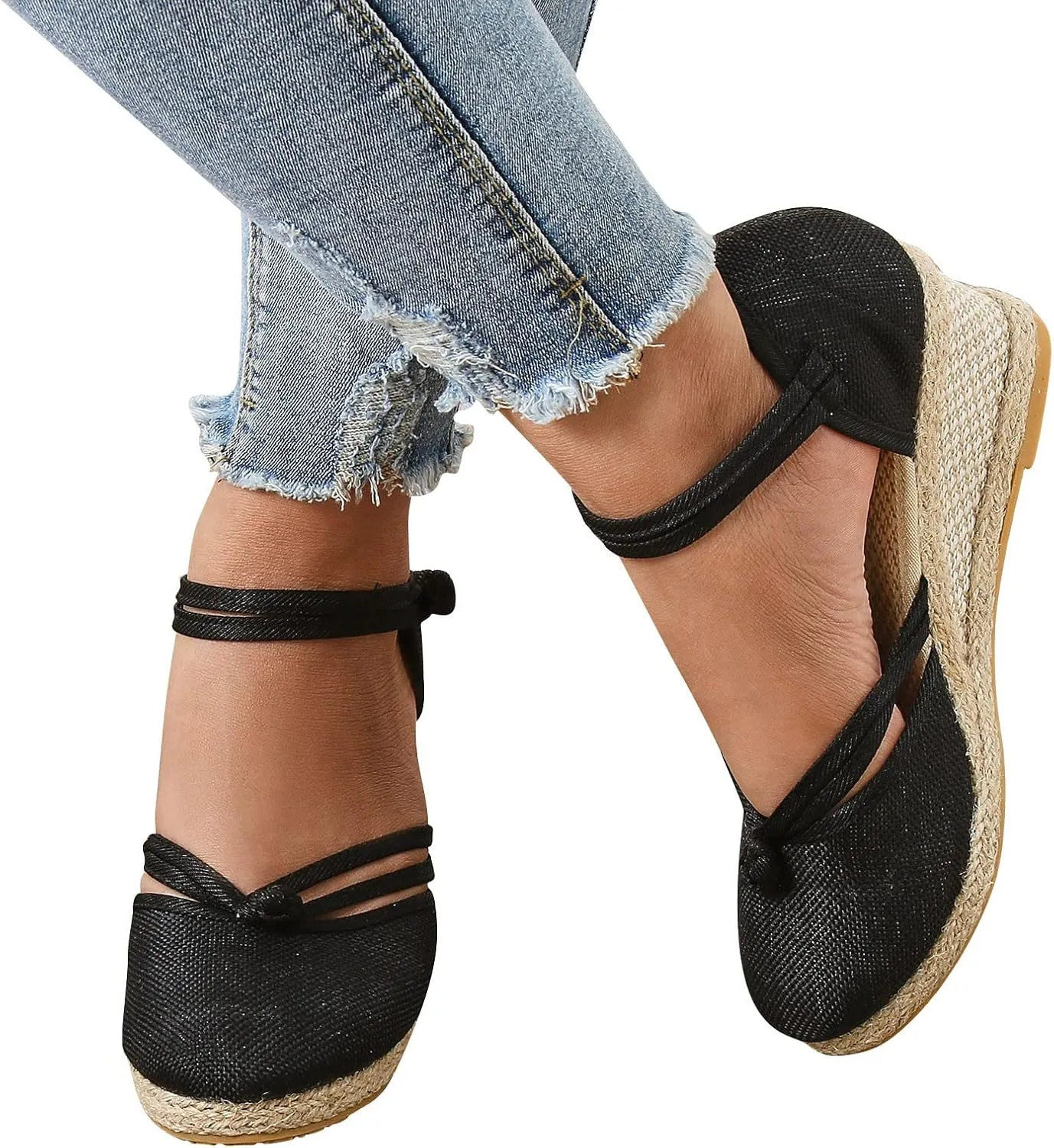 Womens Shoes Dressy Casual Fall Winter Wedge Shoes For Women 1 1/2 Inch Heel Closed Toe Wide Width Low Heel Sandal