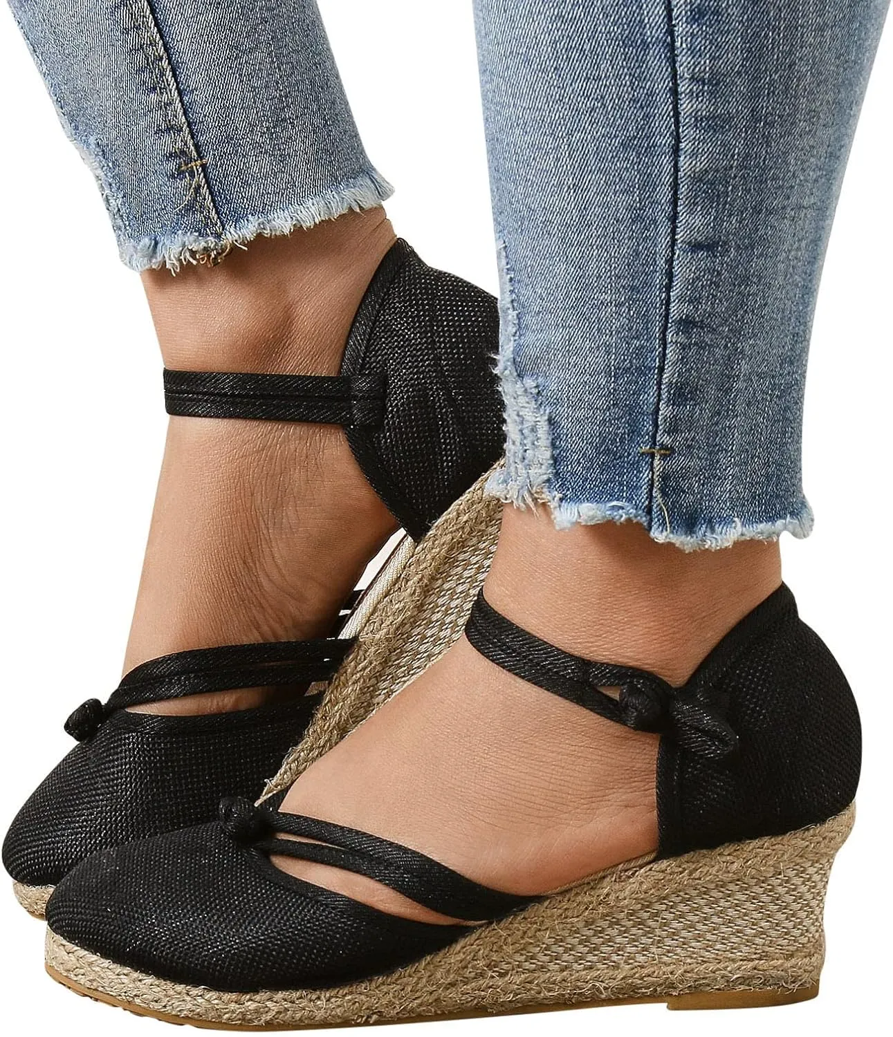 Womens Shoes Dressy Casual Fall Winter Wedge Shoes For Women 1 1/2 Inch Heel Closed Toe Wide Width Low Heel Sandal