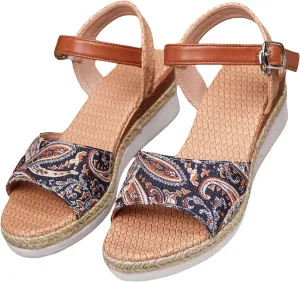Women's Slingback Sandals Hand-Painted Leather Floral Wedge with Adjustable Comfort Straps Girls Flatform 2025 Little Big Kid Flower Girl Dress Fish Mouth Heels Open Toe Summer Shoes