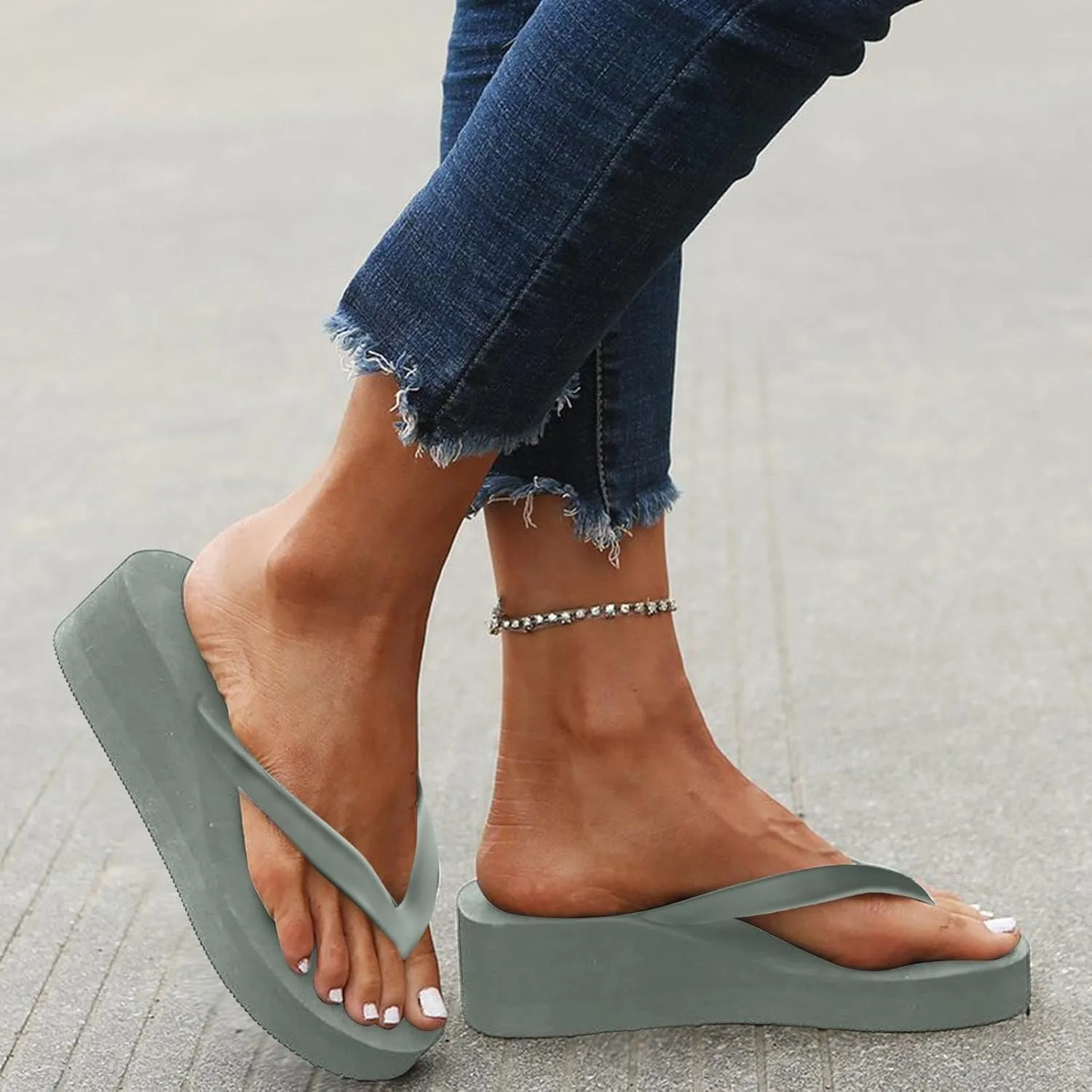 Womens Slip On Flip Flops Bow Beach Summer Gladiator Flat Cute Dressy Summer Sandals