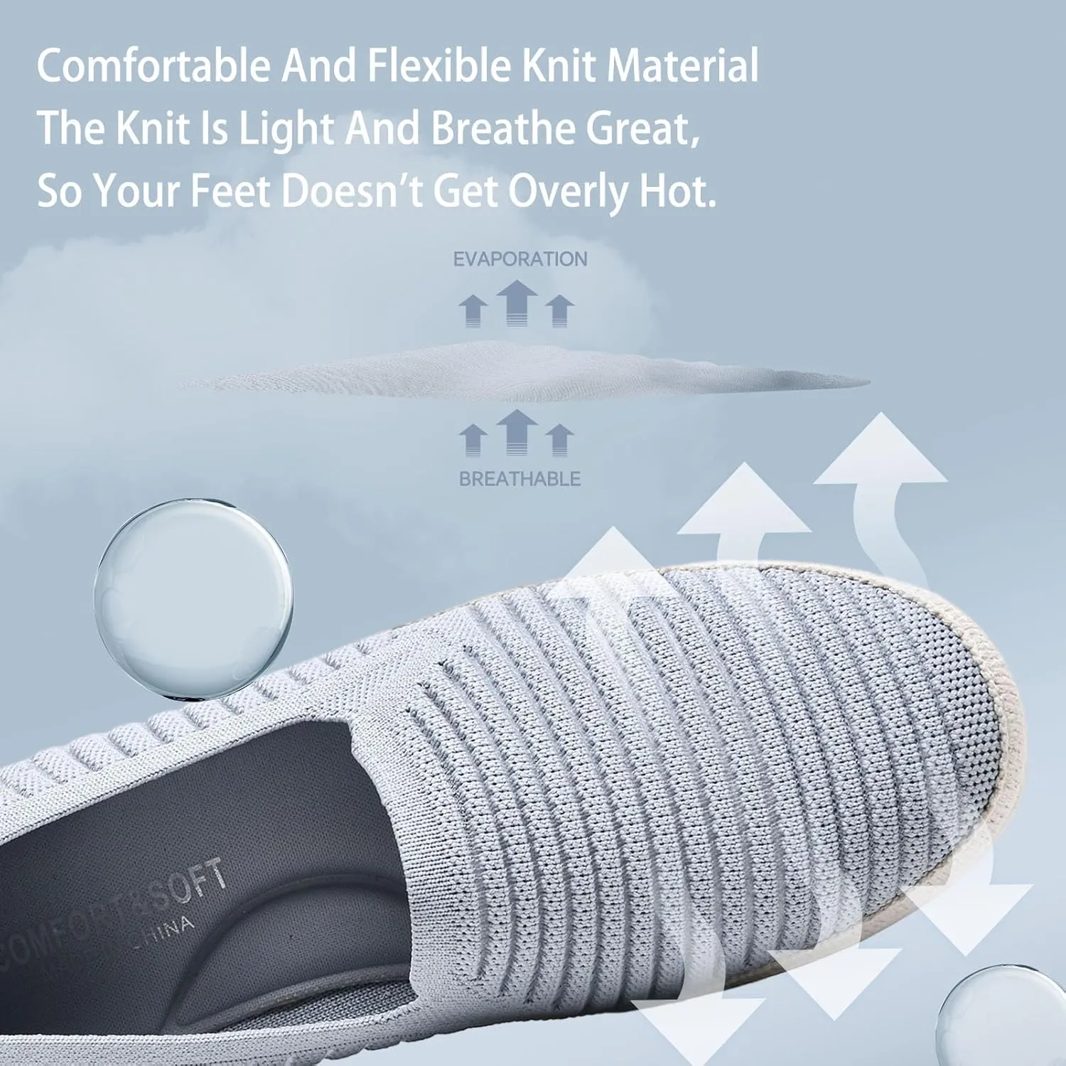Women's Slip on Loafer Shoes Casual Walking Shoes Comfortable Knit Hands Free Slip ins Sneakers with Arch Support Fashion Work Nurse Flats