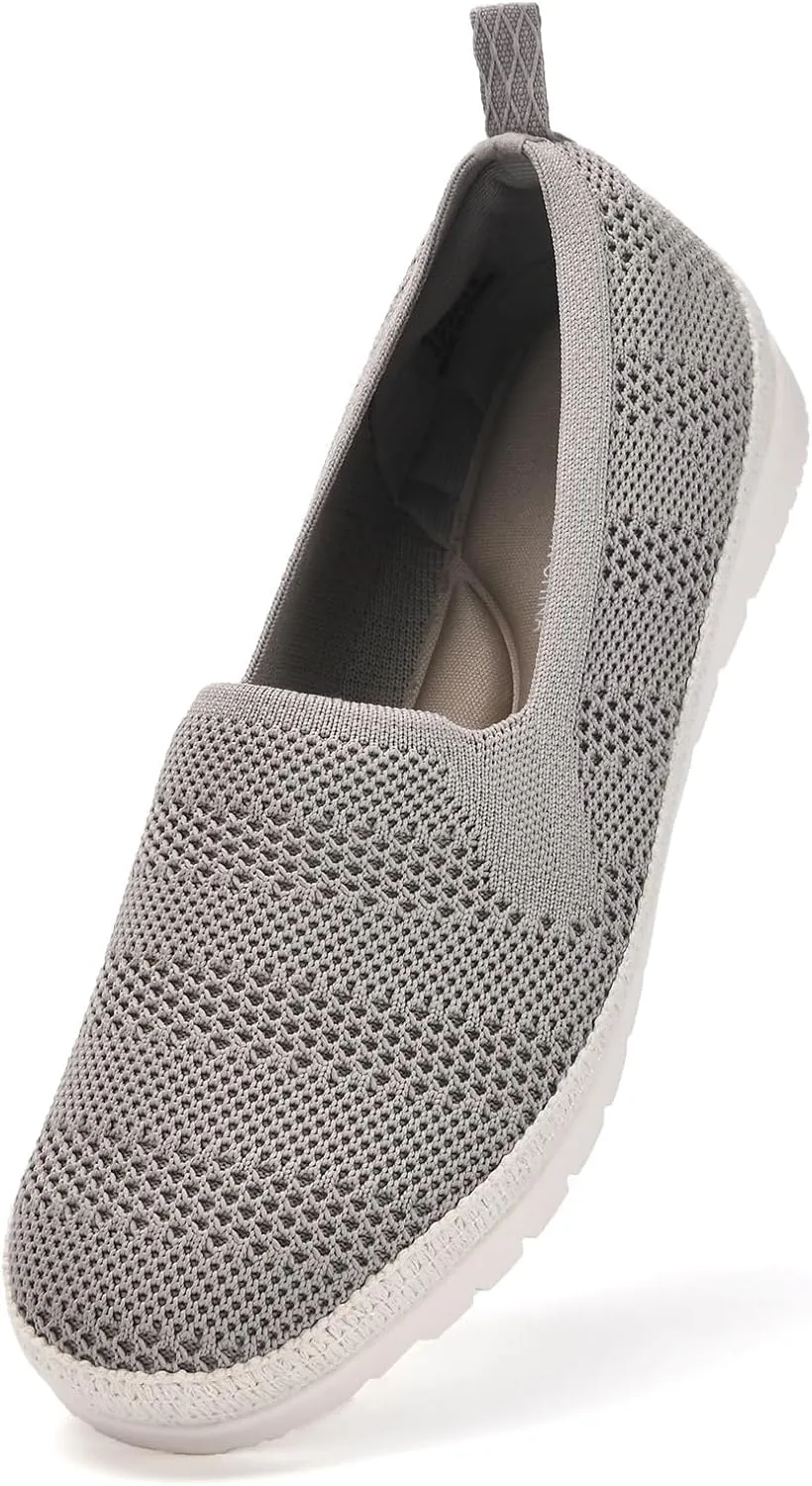 Women's Slip on Loafer Shoes Casual Walking Shoes Comfortable Knit Hands Free Slip ins Sneakers with Arch Support Fashion Work Nurse Flats