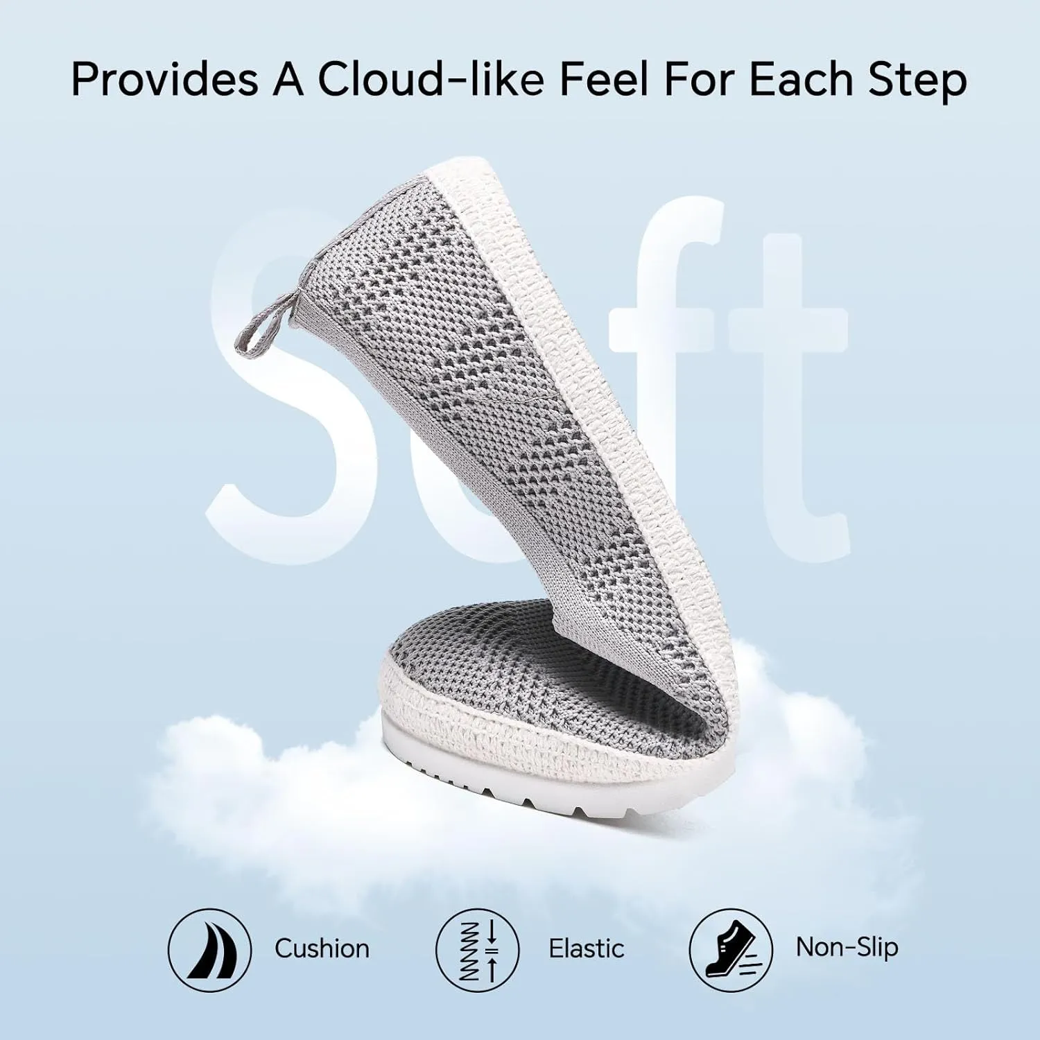 Women's Slip on Loafer Shoes Casual Walking Shoes Comfortable Knit Hands Free Slip ins Sneakers with Arch Support Fashion Work Nurse Flats