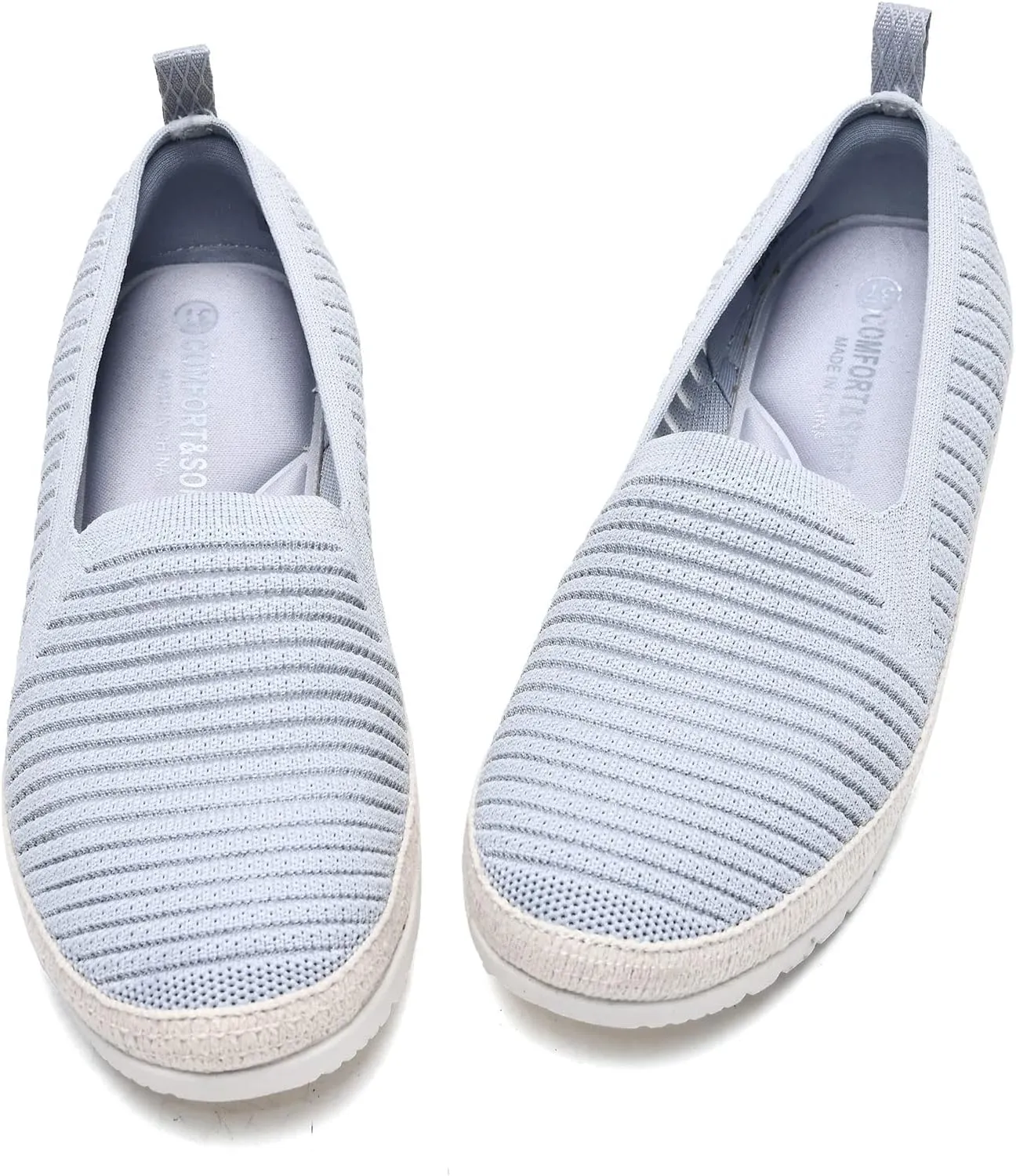 Women's Slip on Loafer Shoes Casual Walking Shoes Comfortable Knit Hands Free Slip ins Sneakers with Arch Support Fashion Work Nurse Flats